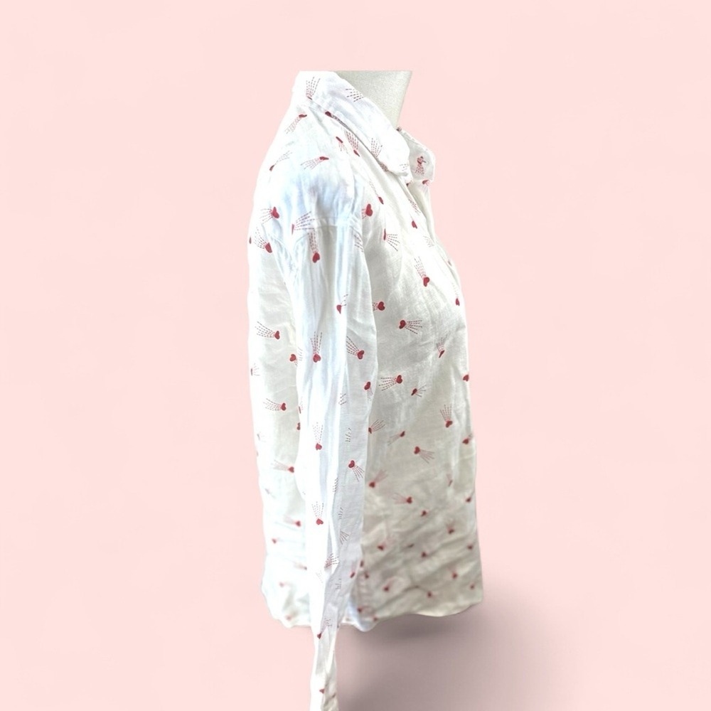 Frank & Eileen Size Small Finibar White & Red Shooting Hearts linen buttondown - Picture 6 of 16